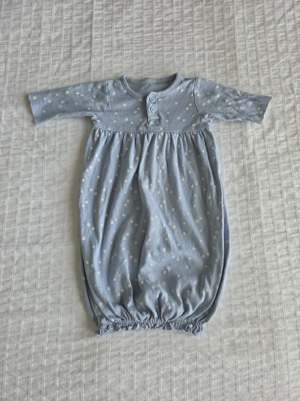 Gerber Baby Sleep Gown 0-3 Months Blue Floral 100% Cotton Newborn Sleeper